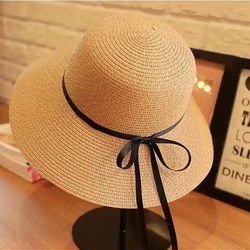 Summer Straw Hat Big Wide Brim Beach Sun Hat Straw Floppy Sun Block UV Protection Hat Bohemia Cap