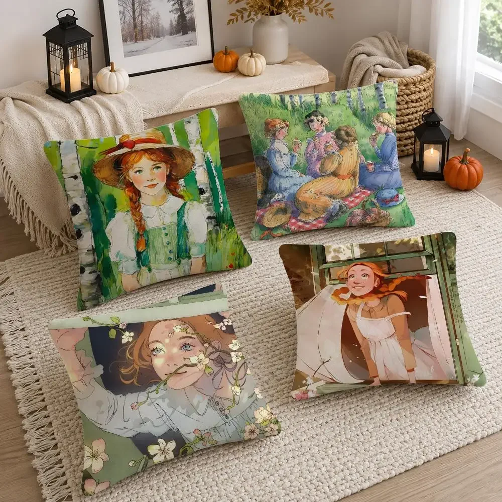 Book Anne of Green Gables Cushion Cover Soft Fluffy Short Plush  Pillow Case Throw Decorative for Sofa Bedroom Home Decor