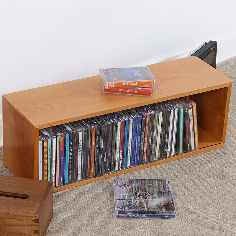 Solid Wood CD DVD Blu-ray Game Disc Storage Rack, Desktop Display Organizer for PS4 Xbox Games Movies, Home Office Media Stand