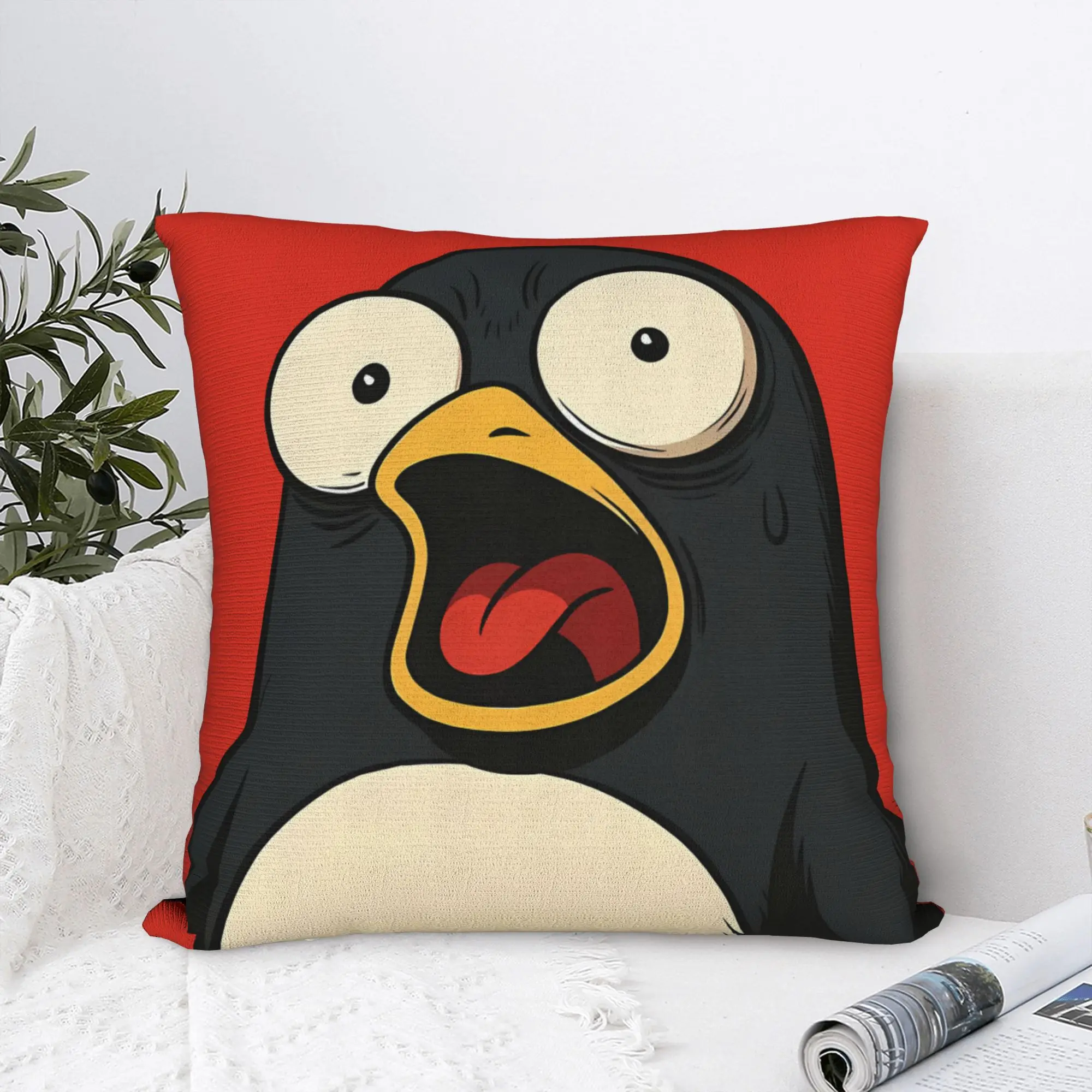 Decorative Cushion Cover Featuring a Cute Penguin Cartoon Design, Perfect for Sofa Use Cushion cover 40x40cm
