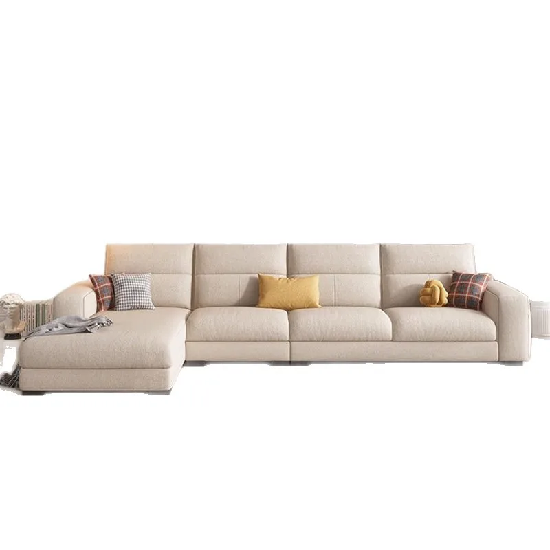 

Nordic fabric sofa living room modern simple removable and washable latex straight row princess sofa small apartment