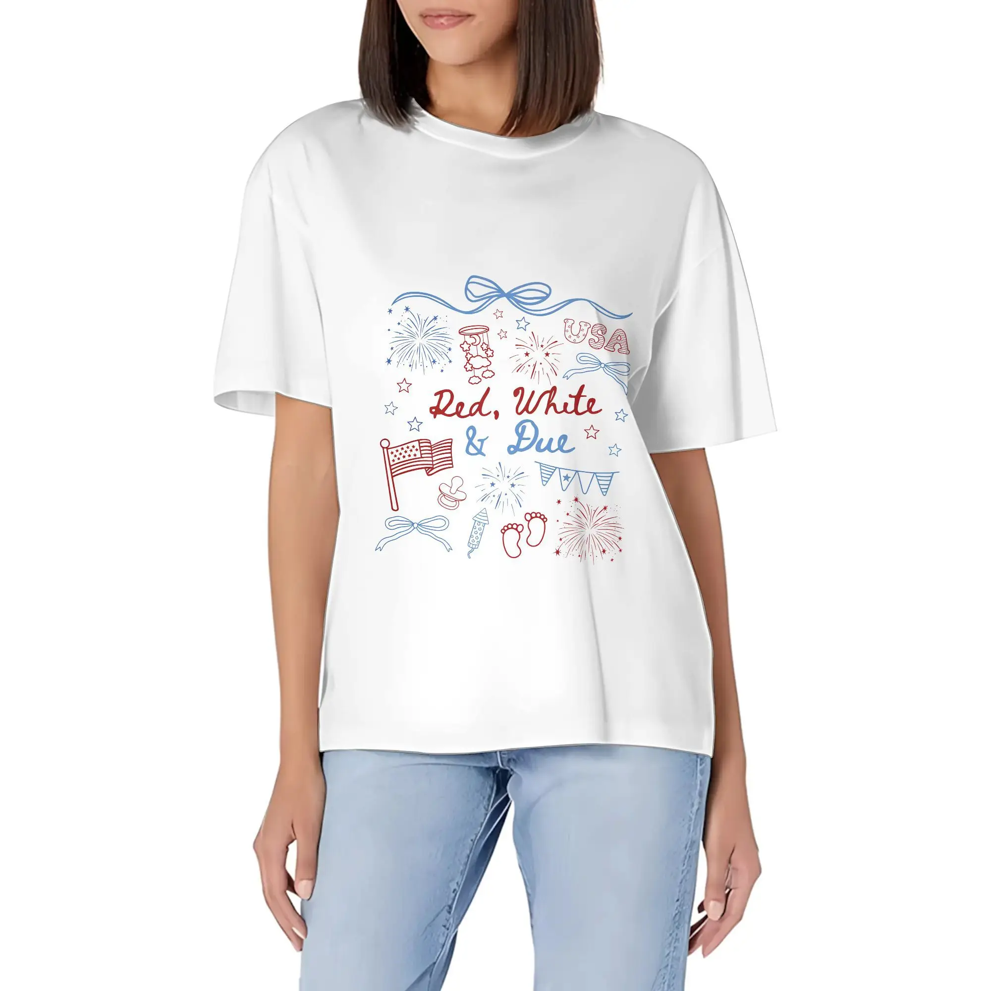Pregnancy Announcement 4th Of July Pregnancy Patriotic Maternity Casual Super Soft Breathable Gift For Mom Couple Family Friend