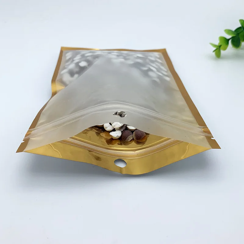 20-50 Stück/Lot Goldene Aluminiumfolien-Ziplock-Beutel, Umgekehrte Silberfarbe, Mehrfachgrößen, Wiederverschließbare Aufbewahrungsbeutel für Ornamente, Süßigkeiten und Geschenkverpackungen – Detail 6