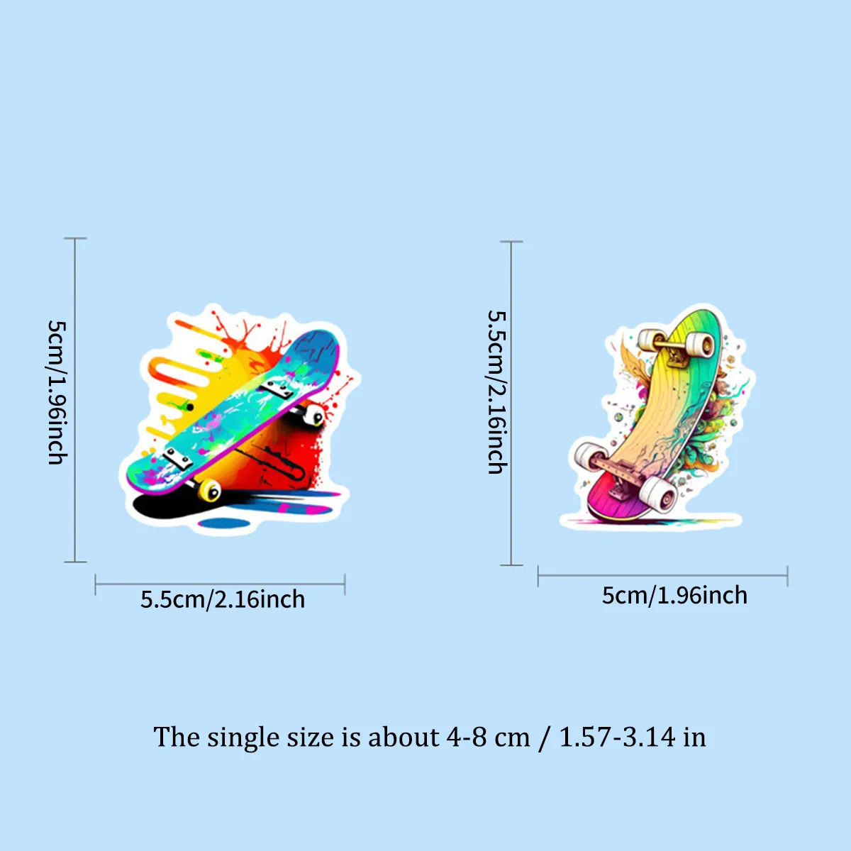 50 Skateboard Graffiti Stickers Pack - Street Art Style Stickers, Suitable for Skateboards / Laptops / Suitcases