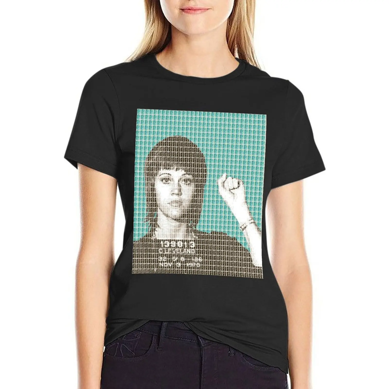 

Jane Fonda Mug Shot - Light Blue T-Shirt heavyweights korean fashion cute tops t-shirts for Women pack