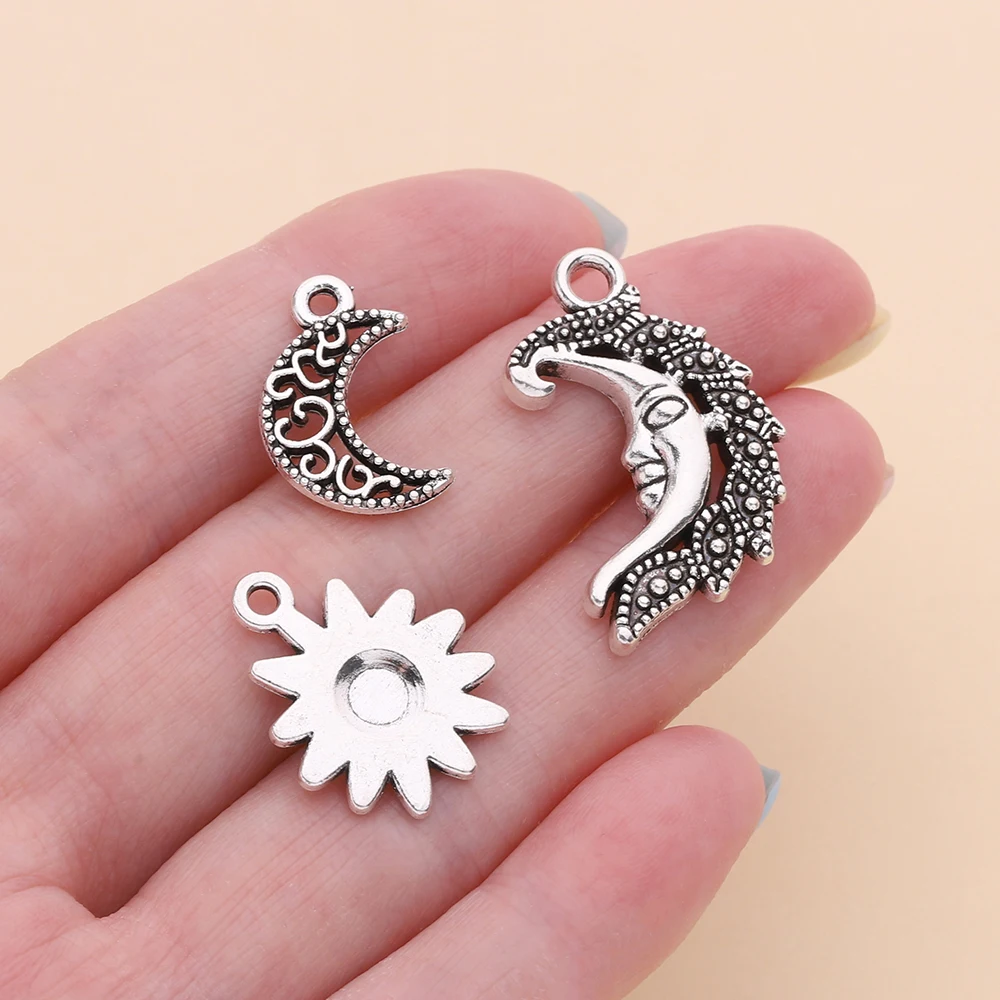 10 قطعة/الوحدة سبائك القمر الخماسية نجمة شكل قلب المعلقات ل عقد دي اي واي سوار صنع المجوهرات العثور على الملحقات #6