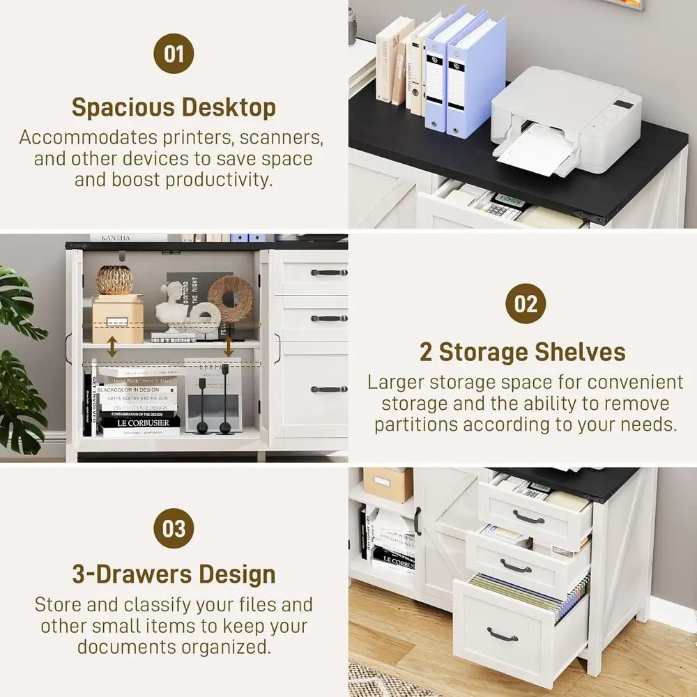 Adds extra Desktop space, storage, and easy access to office or study needs.