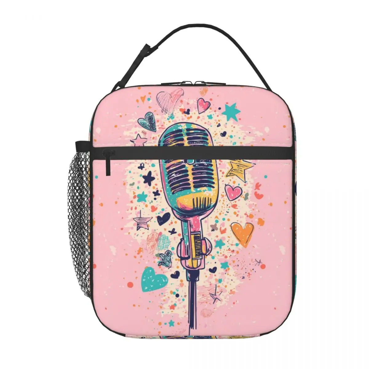 

Cartoon Microphone Insulated Lunch Cooler Bag For Work Camping Beach Travel, Leakproof Wate꫸Easy to clean