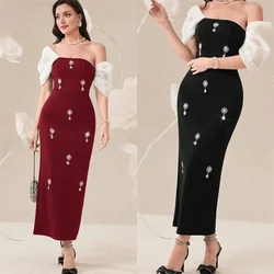 Vestido de noche Formal personalizado con hombros descubiertos, vestido hasta el tobillo con cuentas, vestidos para ocasiones a medida, vestido de graduación Sa