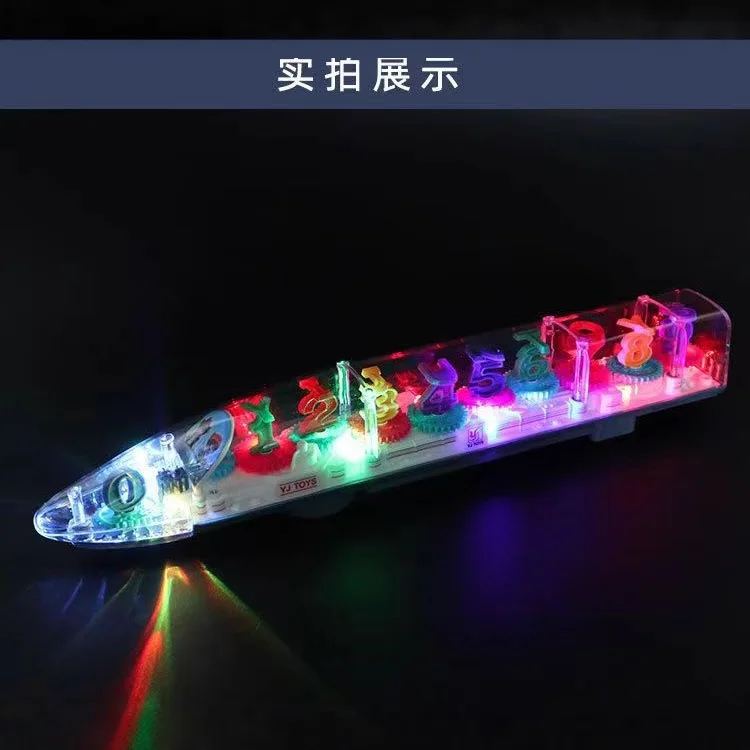 Transparent Gear Train for Kids, Musical Friction Inertia Train, Automatic Steering Electric Toy, Ages 3-8