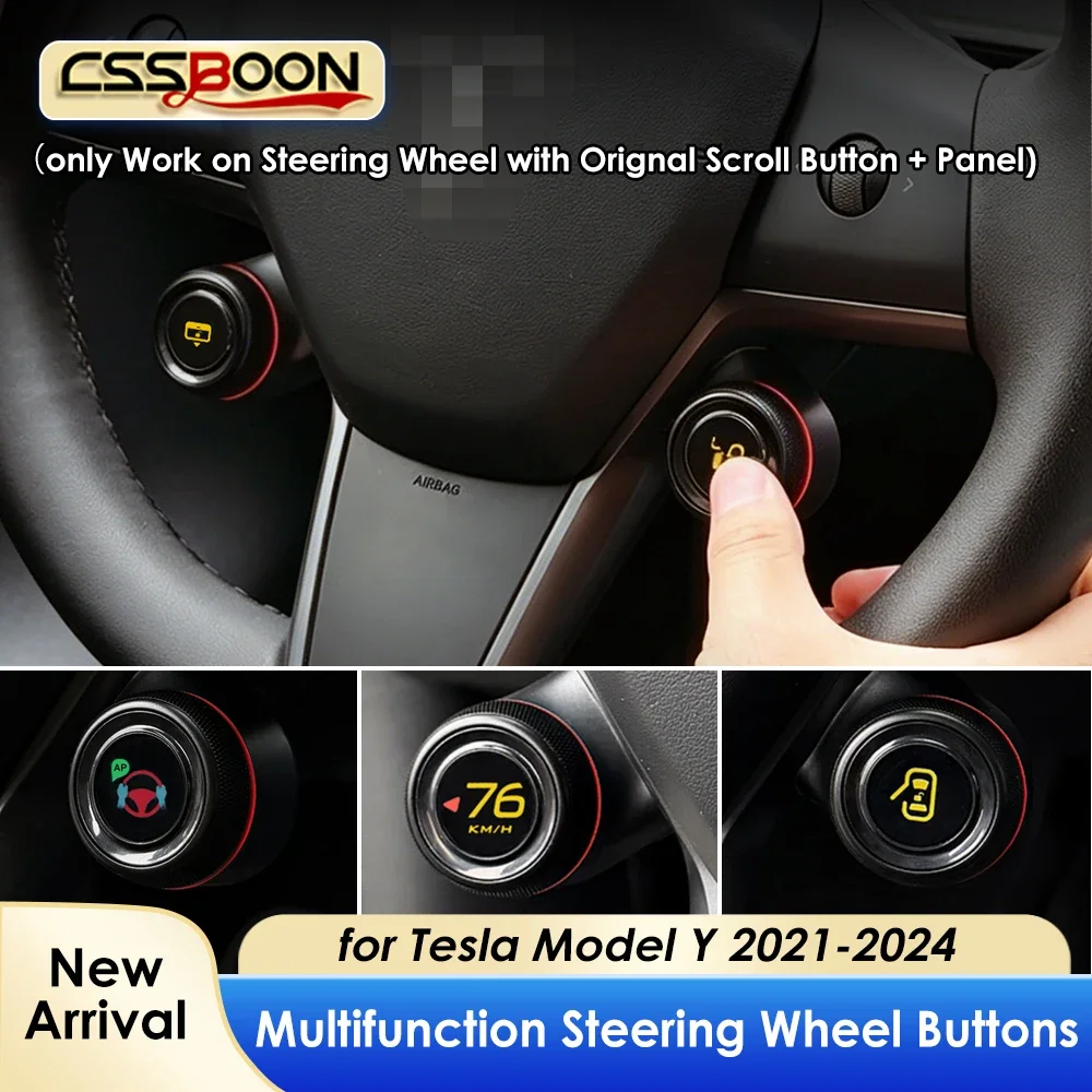 

Smart Physical Buttons Steering Wheel Panel for Tesla Model Y 2021-2024 Custom Multi-Function Control Modification Accessories