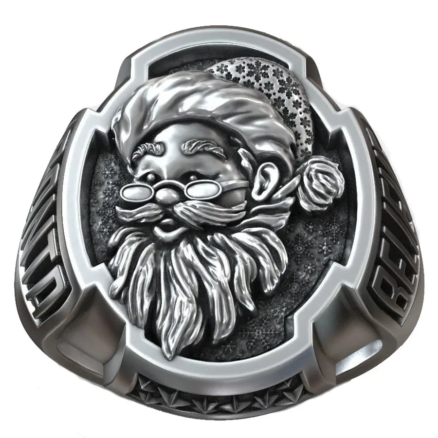 18g Santa Claus Christmas Saint Nicholas Believe Rings Real Customized 925 Solid Sterling Silver Rings Many Sizes 6-13