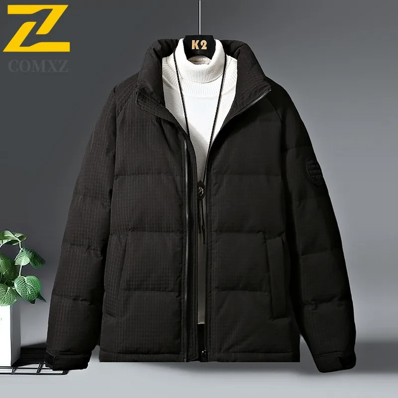 COMXZ Puffer Jacket 2025 Warm Thickened Windproof Travel Parker Coat Snowy Versatile Cold-Resistant Winter Jacket Men's Clothing