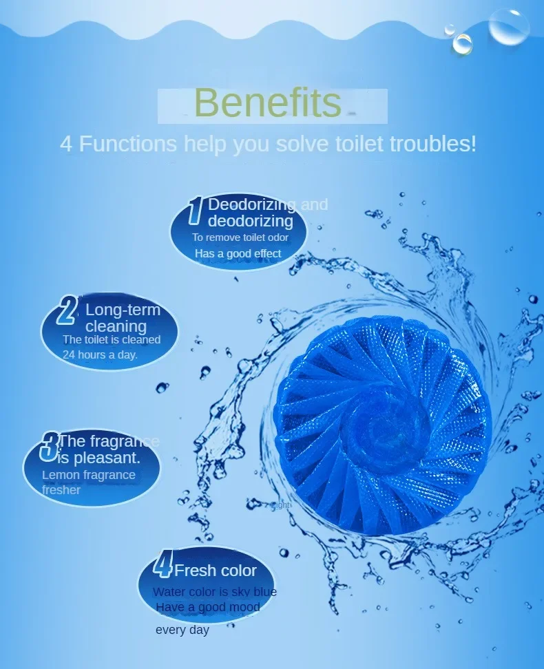 3/1Pouches Powerful Toilet Bowl Deodorizer and Cleaner with Blue Bubble Lavender Scented Toilet Cleaner for Fresh Bathrooms view 6