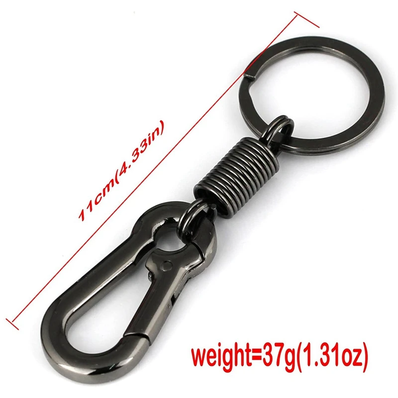 4X Sturdy Carabiner Key Chain Key Ring Polished Key Chain Spring Key Chain Business Waist Key Chain, Black