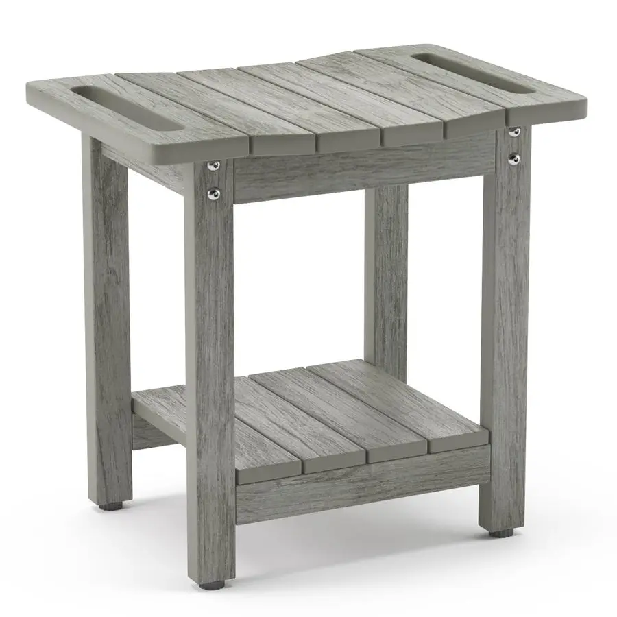 

HDPS Shower Benches for Inside Shower, Gray Shower Stool for Shaving Legs with Shelf, Waterproof Shower Chair Seat for Spa Bathr