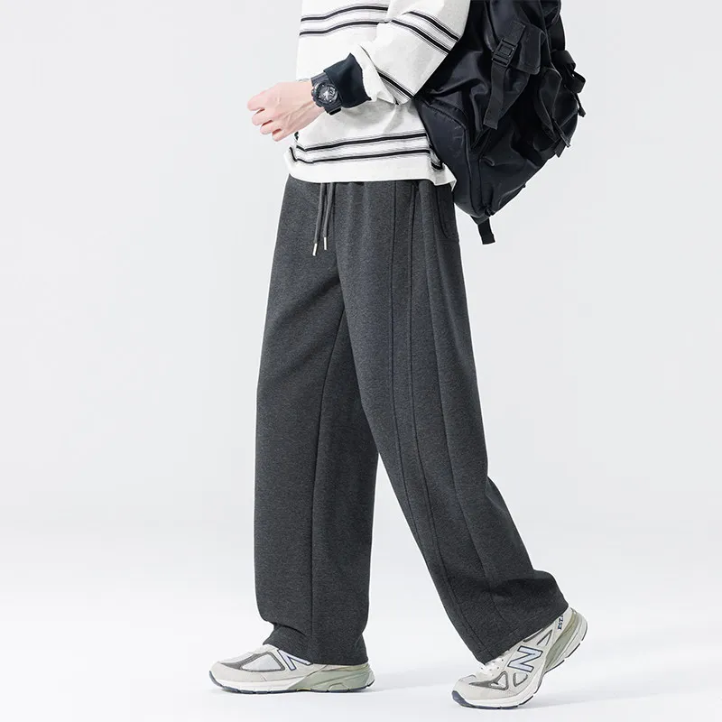 

Мужские повседневные свободные брюки прямого кроя в американском стиле, длинные брюки для весны и лета, модные повседневные брюки из полиэстера и хлопка