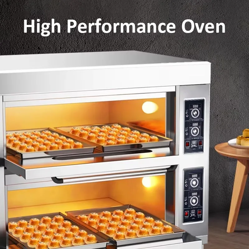 

Two Deck Four Tray Professional Baking Equipment 2 Deck Baking Oven Kitchen Biscuit Bread Cake Deck Bakery Machine
