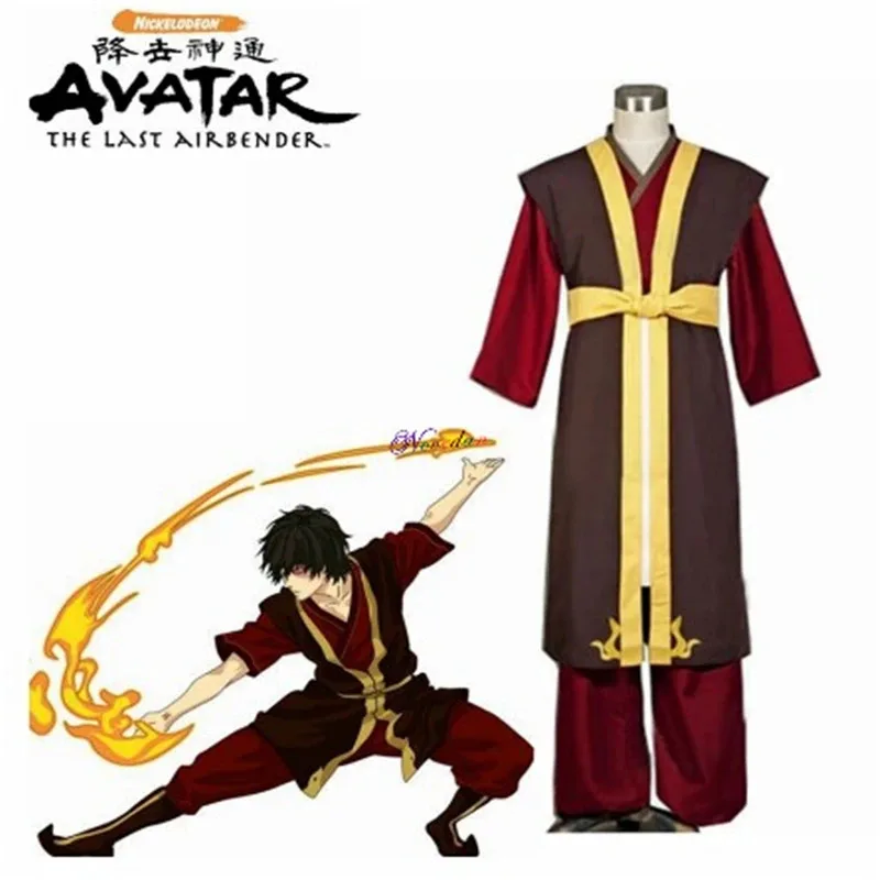 

az15Anime Avatar The Last Airbender Costume King's Prince Uniform Aang Zuko Cosplay Shoes Wig For Halloween Party