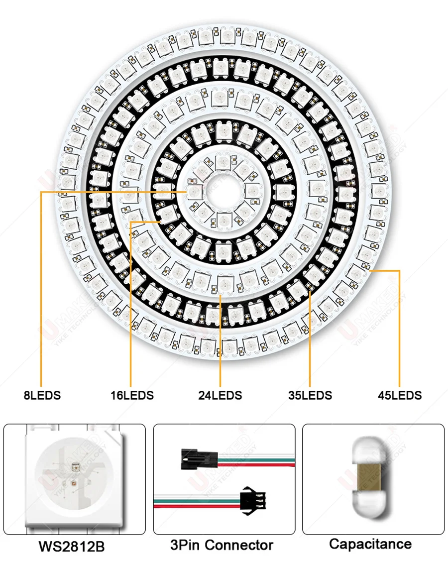 2pcs WS2812B Individually Addressable Digital Flexible Panel Light IC RGB LED 8x8 16x16 8x32 Pixel Module Matrix Screen 5V bars