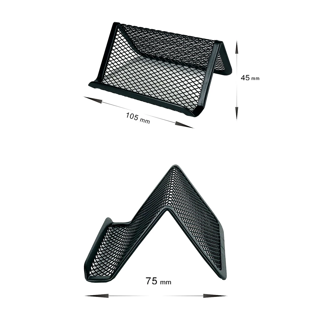 Metal Mesh Business Card Holder Display Stand Rack Desktop Table Card Name Tag Organizer Office Conference Room Accessories