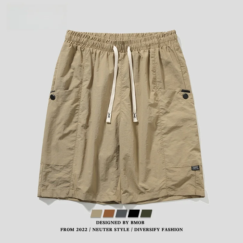 

BMOB Мужская рабочая одежда orts Summer Ice Silk Qui Dry Повседневные свободные спортивные брюки американского бренда с прямыми штанинами длиной пять четвертей