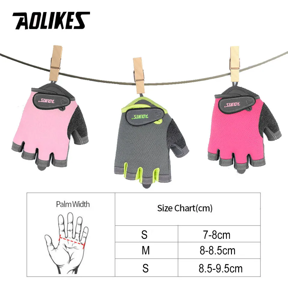 AOLIKES 1 Pair Half Finger Gym Gloves Fitness Glove Unisex Adult Wrist Weightlifting Gear Exercise for Men & Women