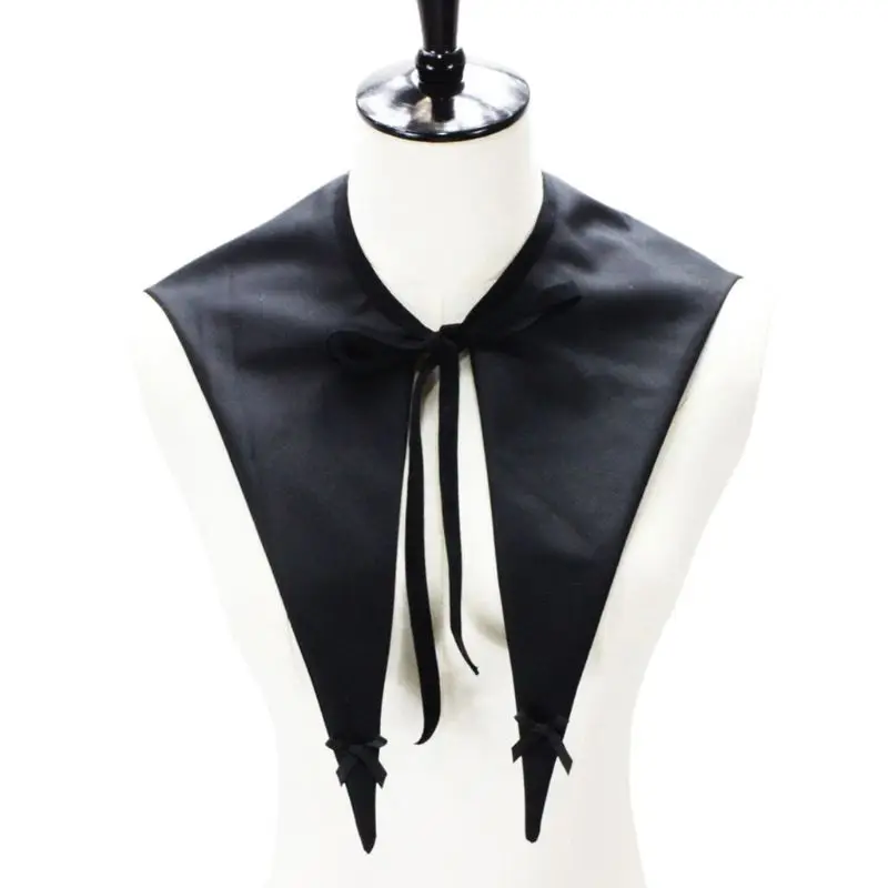 

Vintage Gothic Women Detachable Black False Collar Pointed for Triangle Neckwear Bowknot Lace-Up Lapel Shirt Fake Drop Shipping