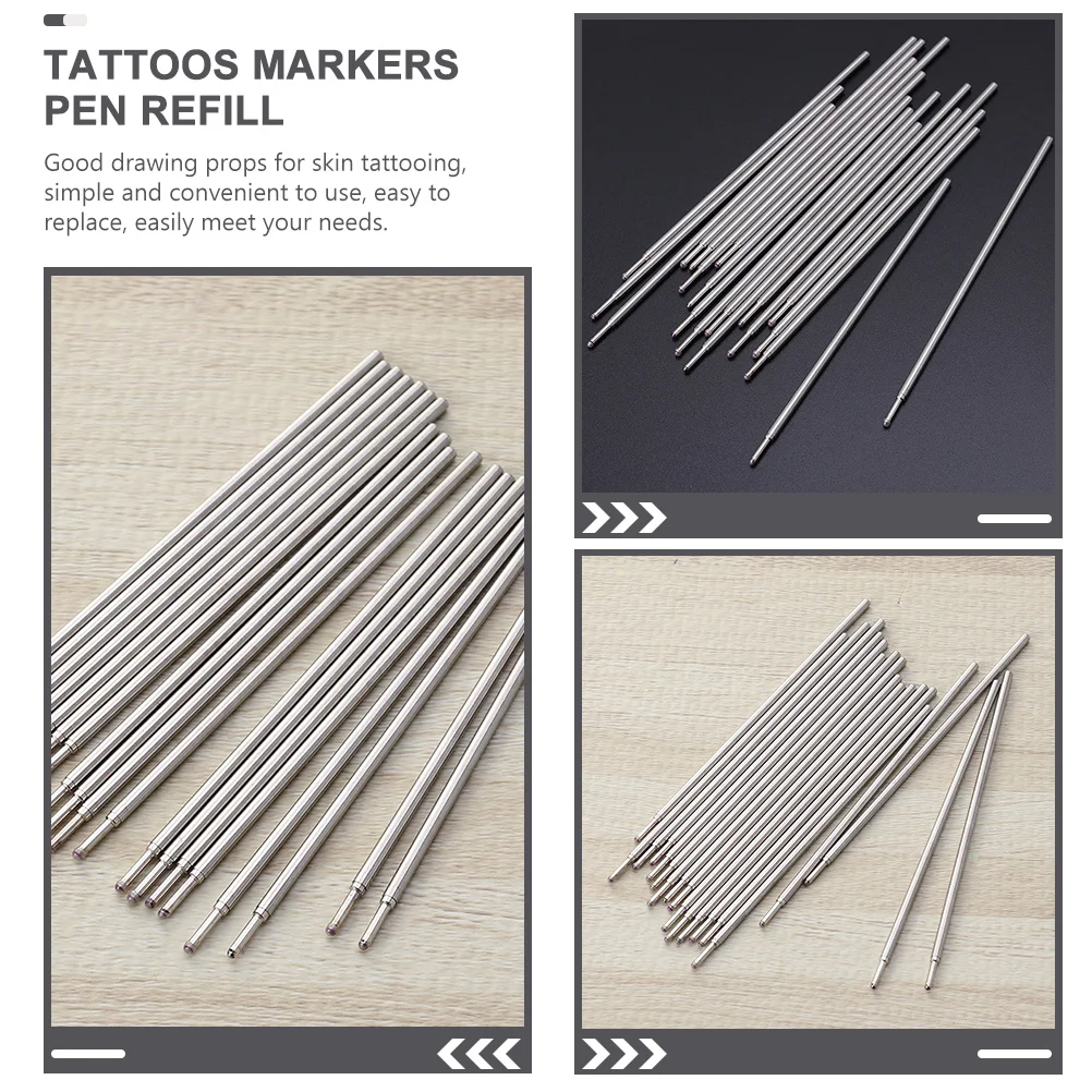 

40 pcs Tattooing Pen Refill For Skin Marking Durable Ink Core Replacement Microblading Stencil Drawing Tool Refills