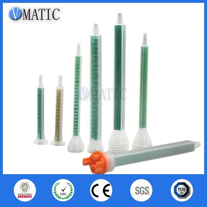 ‌Resin Static Mixer Nozzle | Emerald Green Square-Section Tip for Pneumatic Dispensing Systems (2-Component Adhesive Mixing Pipe