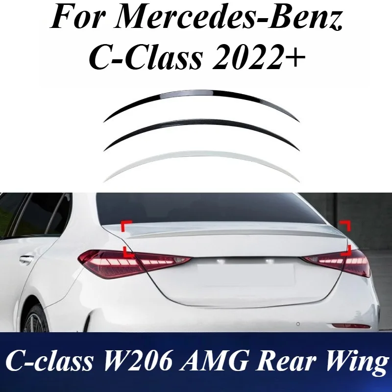 

For Mercedes C Class W206 AMG Style Rear Trunk Spoiler Carbon Fiber Look Gloss Black Car Styling Upgrade Exterior Accessories
