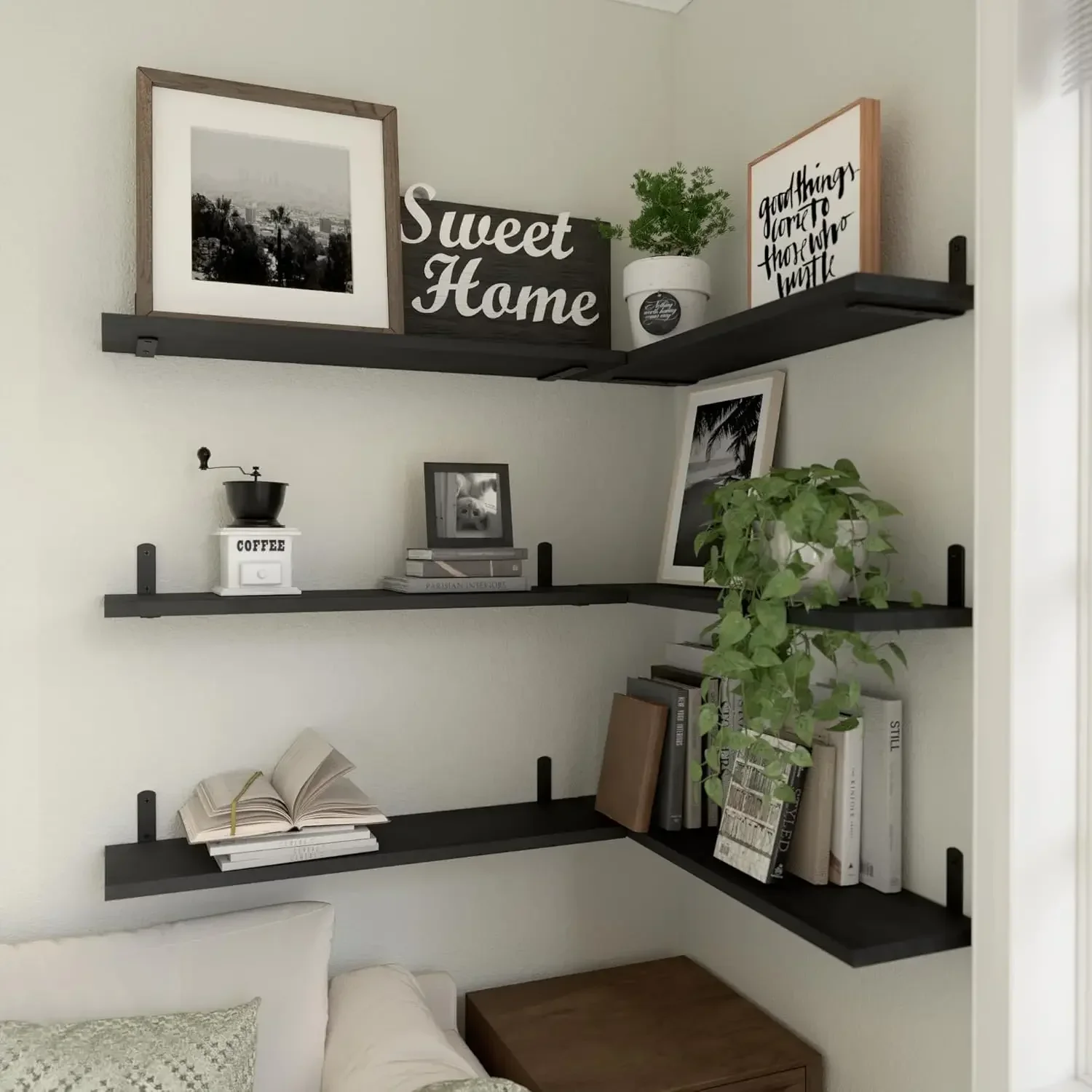 

Wood Floating Shelves Set of 6,24 inch Long Floating Shelves for Wall Decor,Farmhouse Shelf for Bedroom,Bathroom Storage Shelves