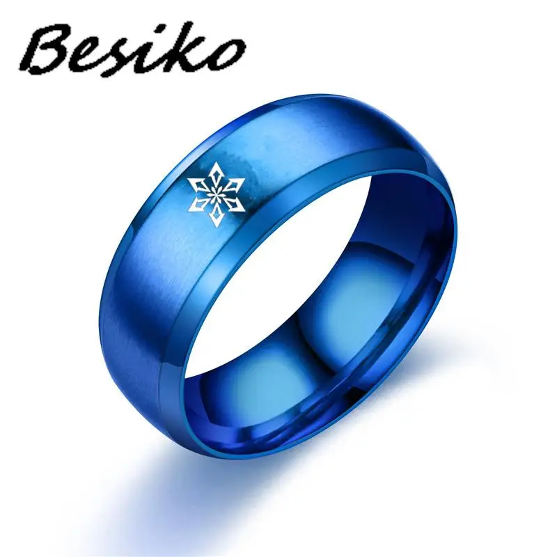 Besiko High Quality 316L Stainless Steel Anime Cosplay Ring Genshin Impact Rings Water Wind Thunder Fire Rock Ice Grass Jewelry