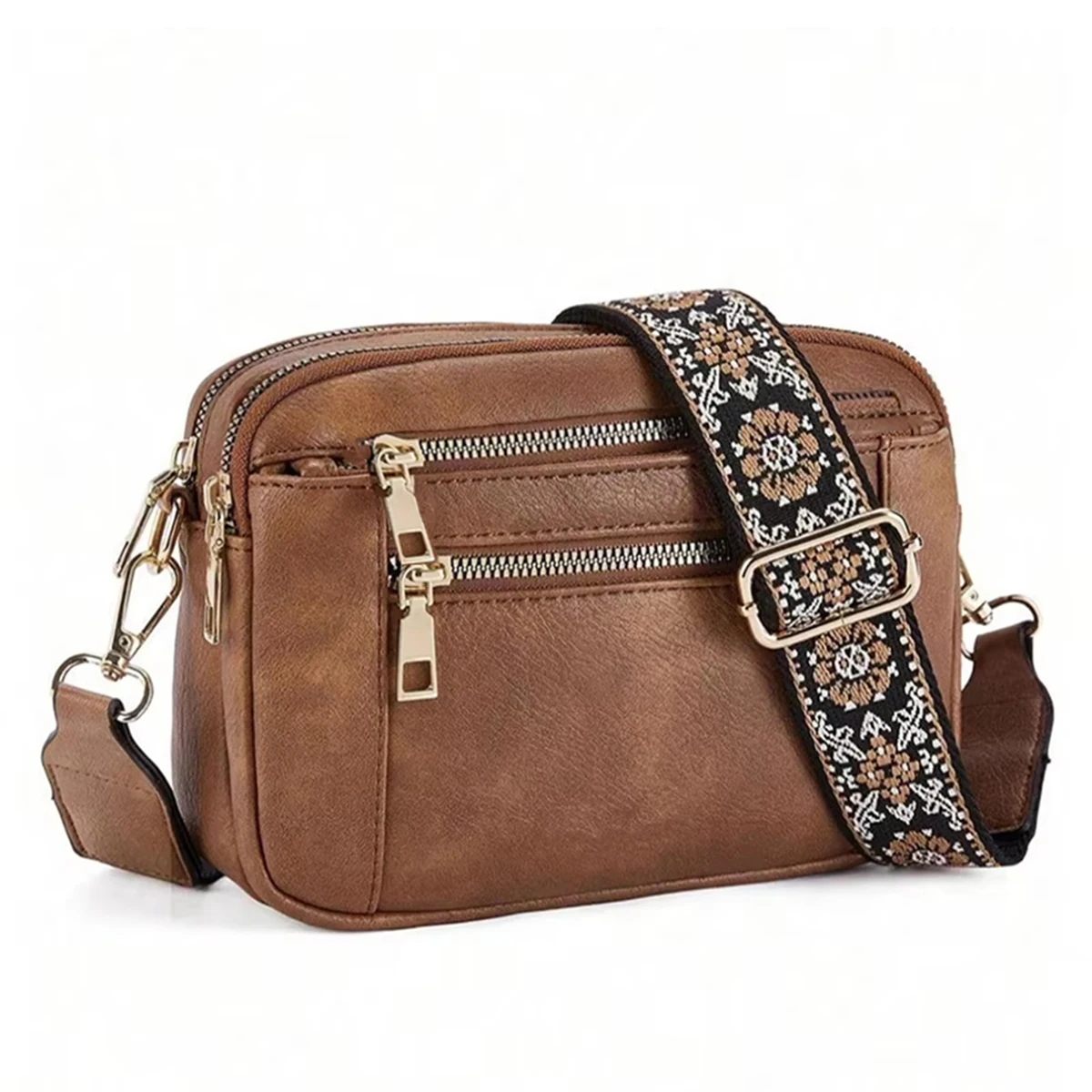 Retro fashion classic, women's multifunctional bag, zipper shoulder strap crossbody bag, small square bag, suitable for office w image 5