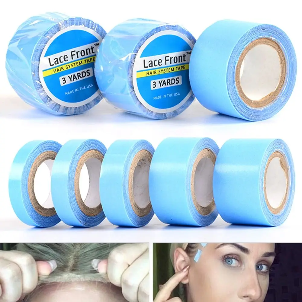 

3Yards/Roll Double-Sided Wig Tape Waterproof Strong Adhesive Lace Front Glue Blue Ultra Hold Hair System Tape for Hair Extension