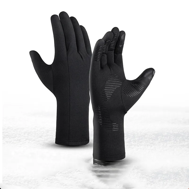 Gants de Ski doublure noire intérieure fine pour écran tactile, gants de fête ultralégers, sport, doigts complets, accessoires de Snowboard