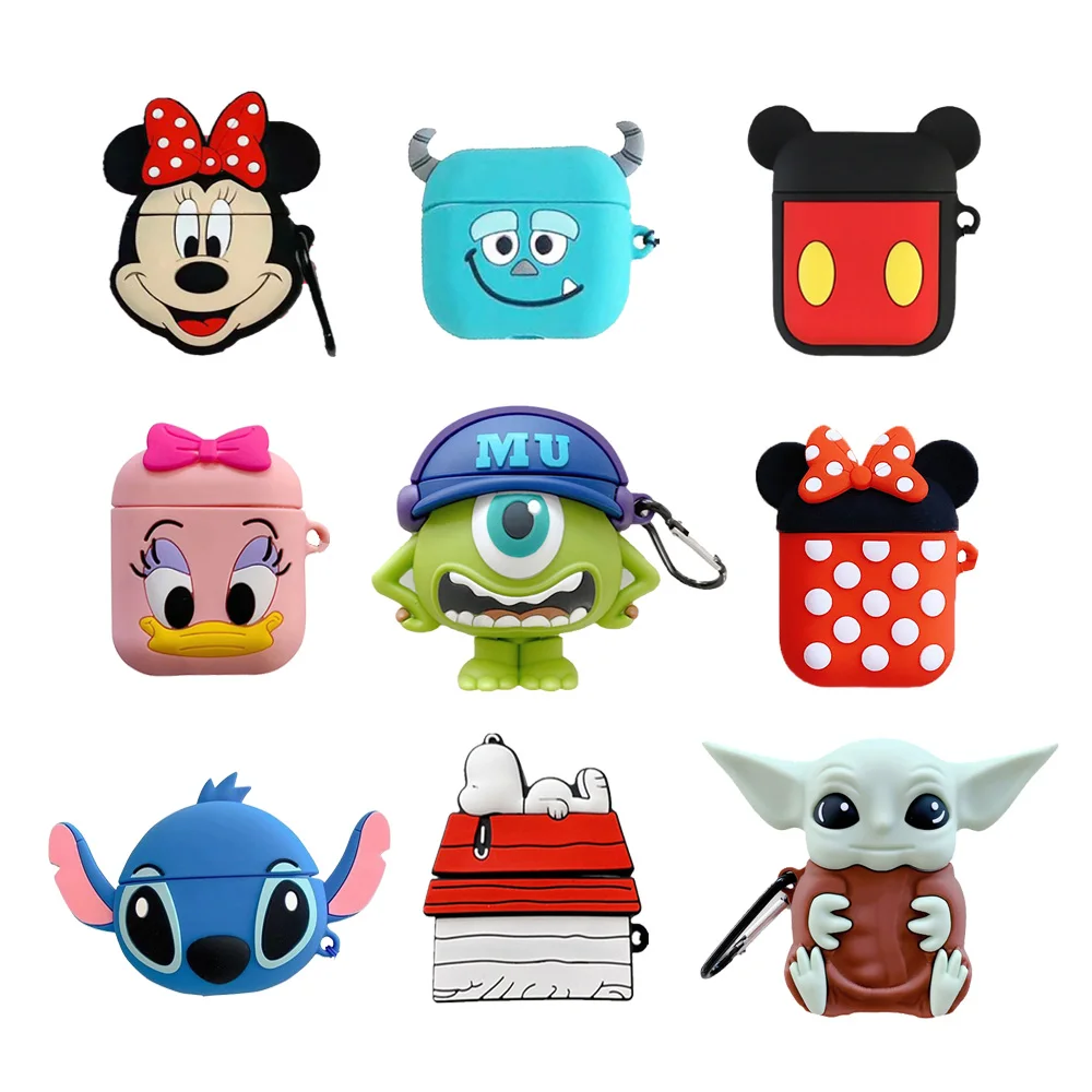 

MINISO Cratoon Earphone Silicone Case For Airpods 2 3 Protective Cover Cute Minnie MrQ Sulley Mickey Cases For Air pod Pro 2