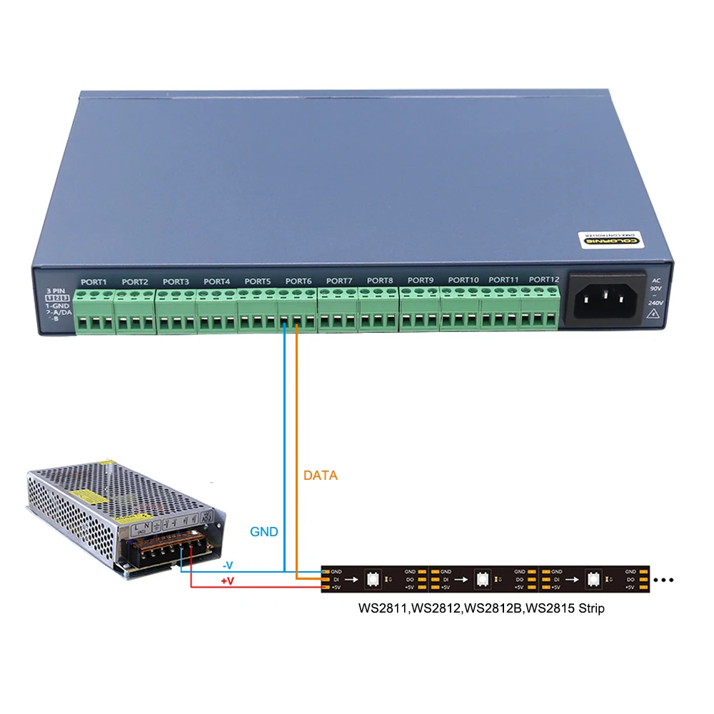 Resolune /Madmapp /M5.0 Artnet a SPI Pixel Controller 12 porte 12240Pixel controllo WS2811 WS2812 DMX512 per striscia Led