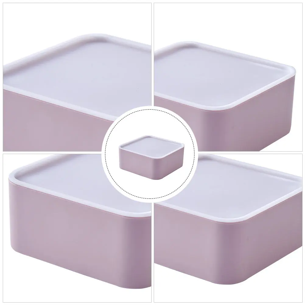 

3 PCS Storage Box Stackable Bins Desk Mini Plastic Boxes with Lids Sundries Container Drawer
