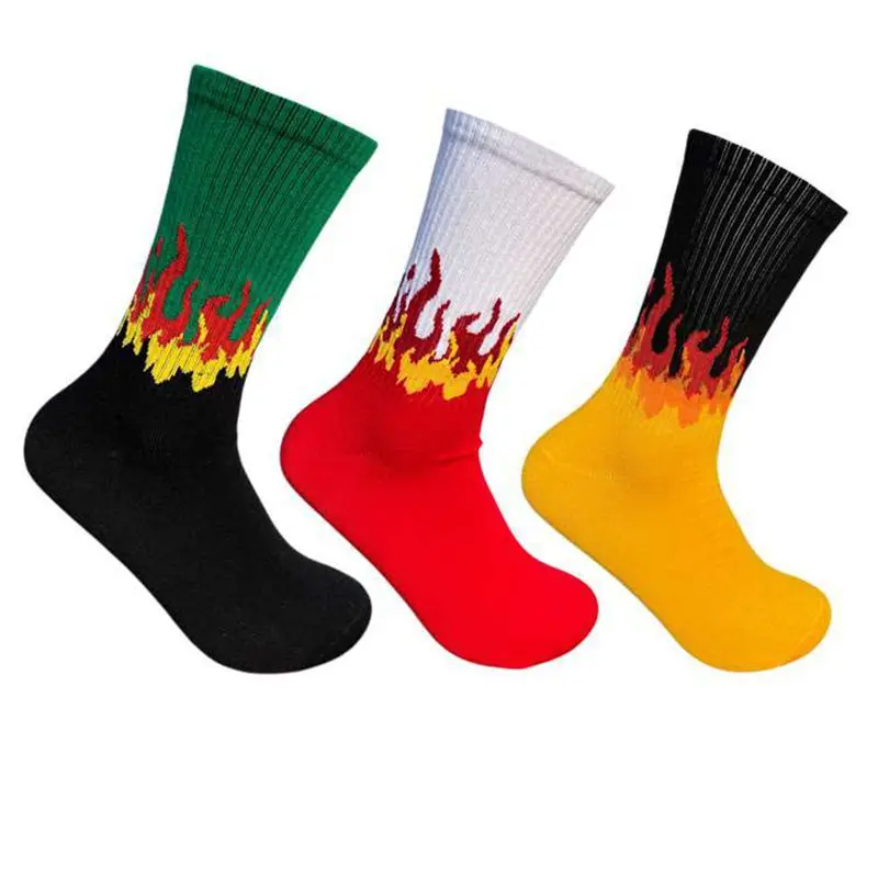 

Men's Socks Cotton Red Black Flame Socks Fashion Hip Hop Socks Teenager Student Street Skateboard Boy Sok Casual Sports socks