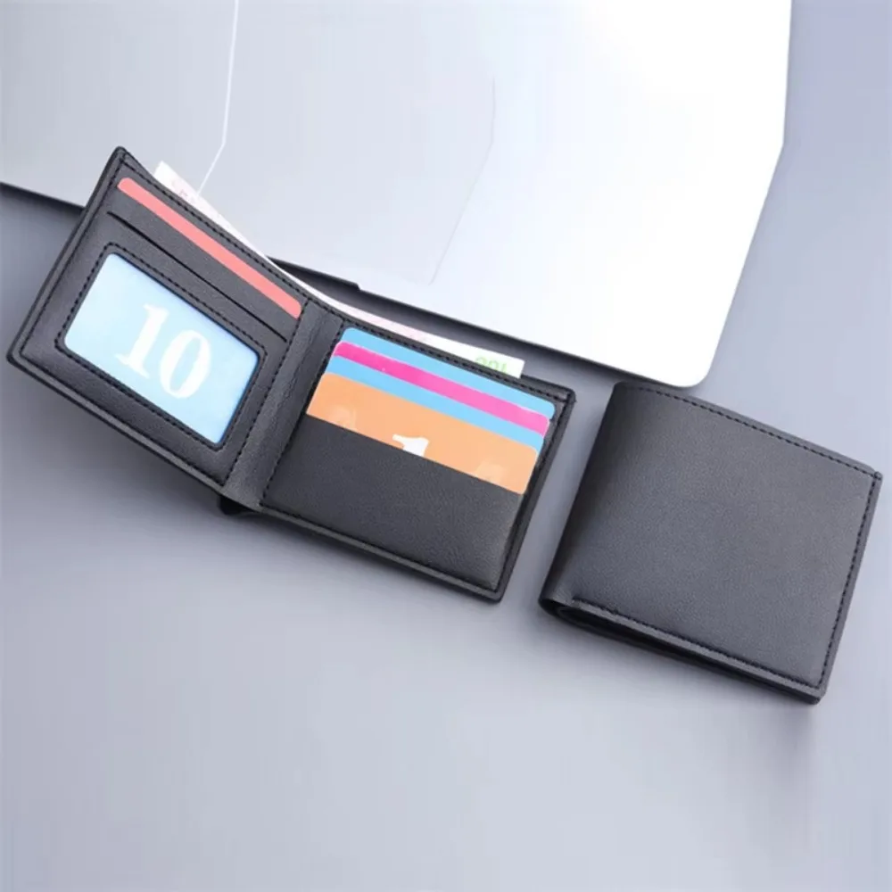 New Men Short PU Leather Wallet Simple Solid Color Thin Male Credit Card Holder Small Money Purses Business Foldable Wallet