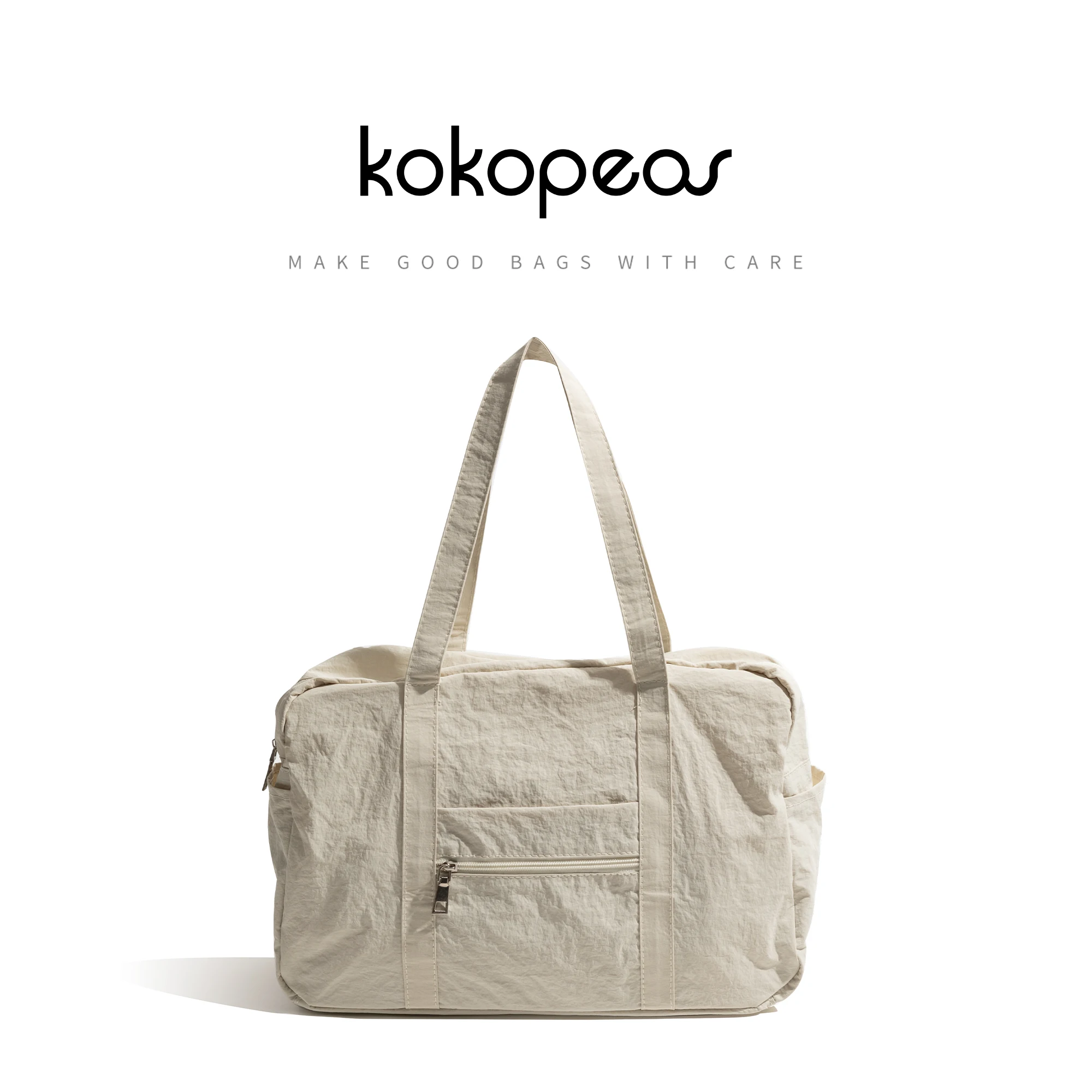 

KOKOPEAS Simple Casual Lightweight Tote Handbag Women's Nylon Travel Vacation Bag Large Capacity Solid Color Sport Gym Purse