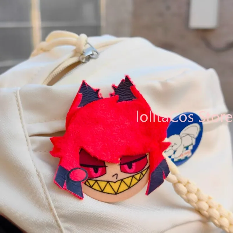 Hazbin Hotel Alastor Kawaii Soft Plush Badge Fluffy Bag Decoration Cartoon Brooch Lapel Pin Display Ornament Birthday Gift Xmas