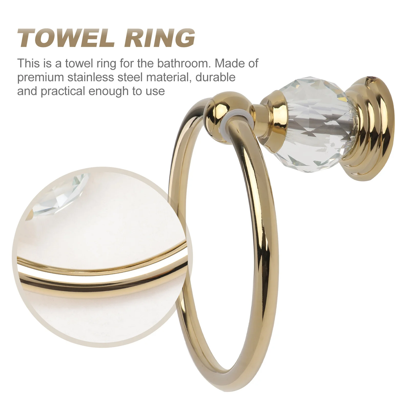 

Bathroom Towel Ring Golden Stainless Steel Retro Style Wall Mounted Durable Practical Eco Friendly Rust Proof Longevity