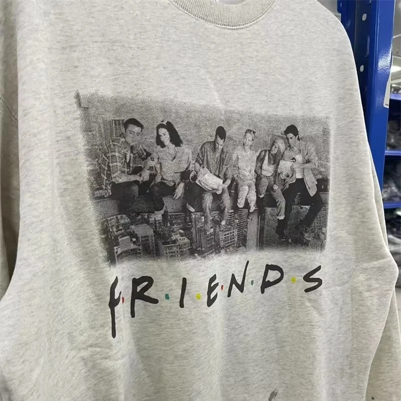 

Washed Saint RD-GREW NECK SWEAT FRIENDS толстовки для мужчин и женщин уничтовая толстовка с круглым вырезом