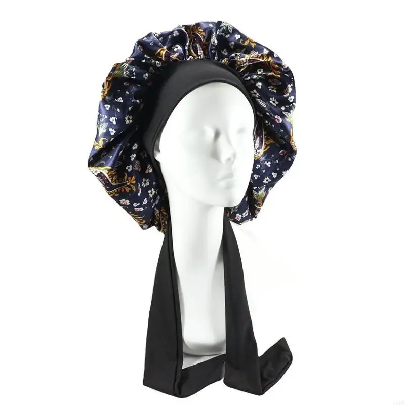 Bonnet en Satin respirant pour filles, doux pour peau, décor ruban, Bonnet nuit élastique, Bonnet pour femmes, Turban