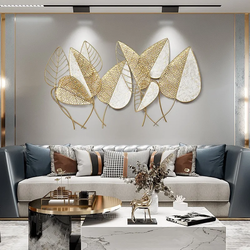 for-112X65cm Modern Simple Light Wall Hanging Living Room Creative Golden Leaf Leaf Porch Hanging Decoration Wall Decoration#