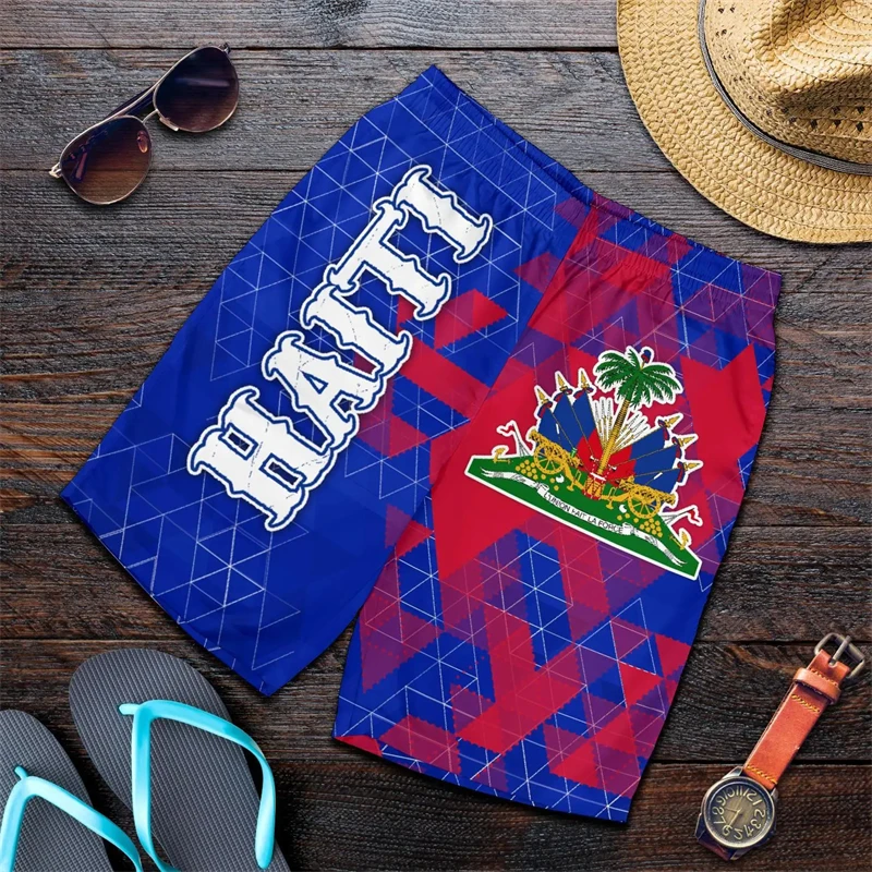 New Haiti Flag 3D Printed Shorts Men Women Fashion Leisure Oversize Graphs Short Pants Summer Mens Swim Short Sport Beach Shorts