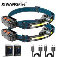 High Power LED Headlamp 6 Modes XPE+COB Sensor Headlight Head Torch Flashlight Head Lamp By 18650 Battery For Fishing Hunting