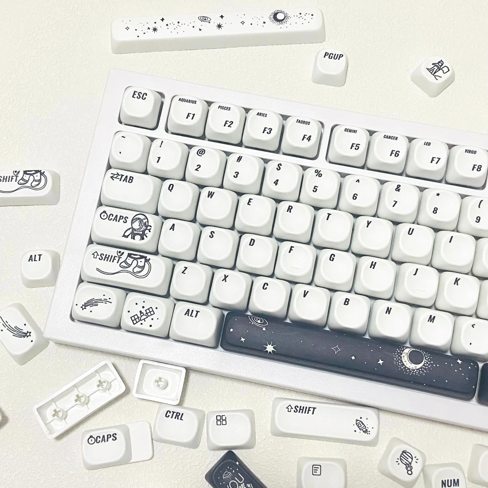 

Space Travel Astronauts MOA Keycaps for DIY Gaming Mechanical Keyboard PBT Black White Key Cap Custom Keyboard Numeric Keyboard